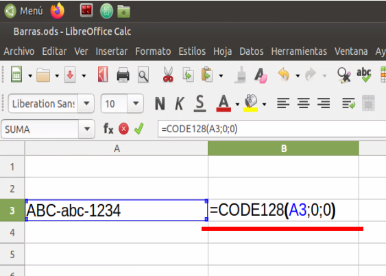 Crear códigos de barra en LibreOffice Calc