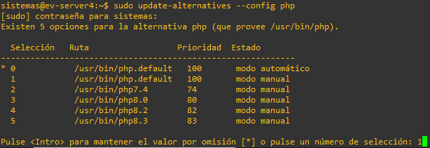 Cambiar la Versión Predeterminada de PHP en Ubuntu