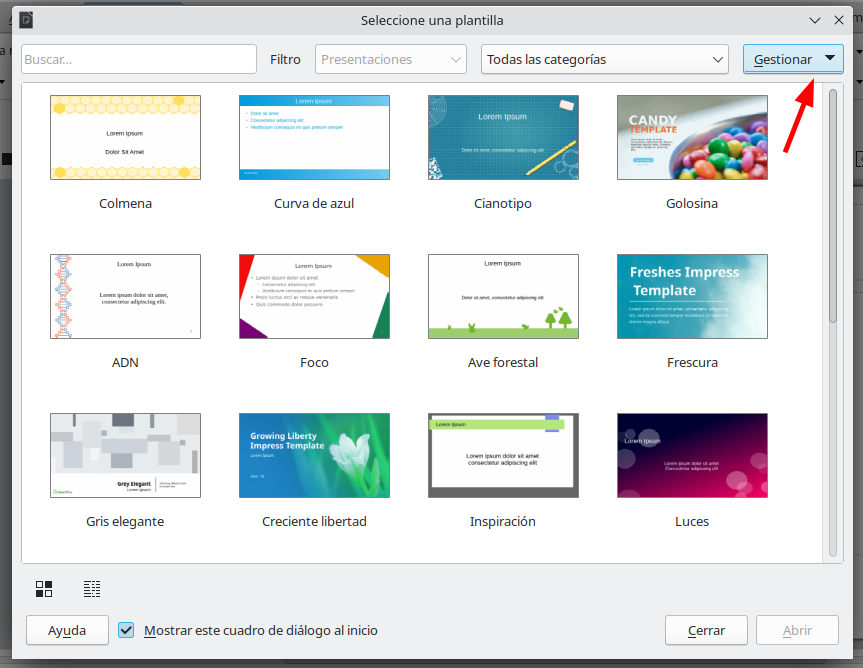 Plantillas de diapositivas para LibreOffice
