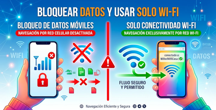 Bloquear la navegación por datos y garantizar internet por WiFi en un celular Android
