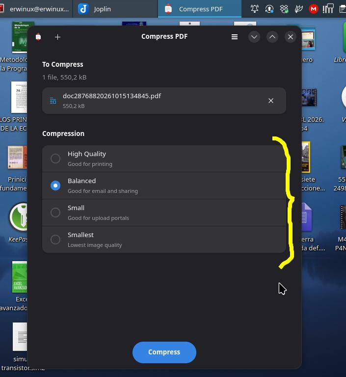 Comprimir documentos PDF en Ubuntu Linux offline