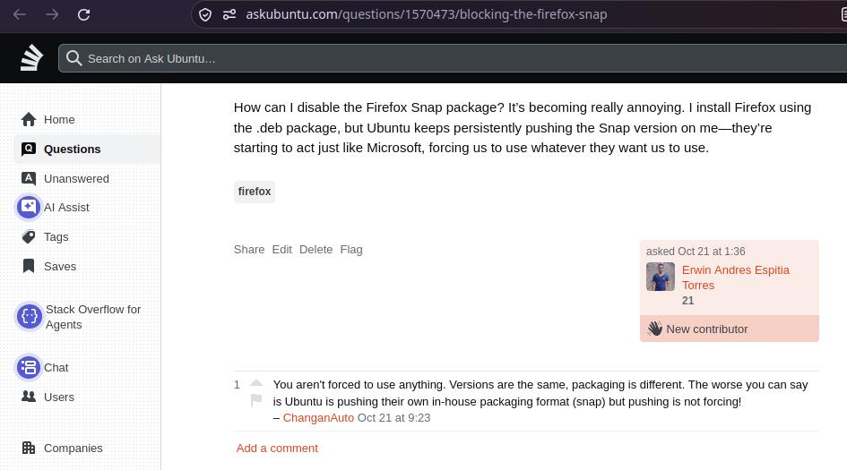 Firefox muy lento en Ubuntu 26.04